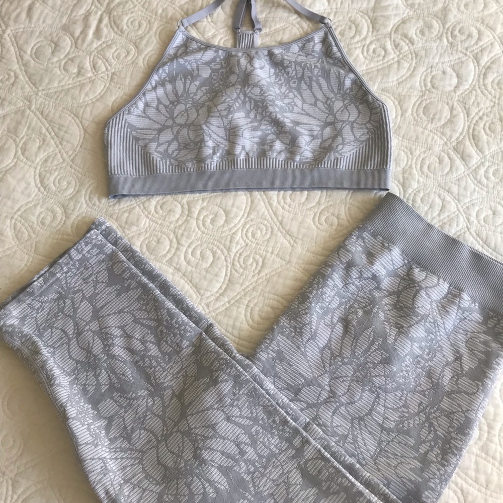 Fabletics TWO PIECE gray/white floral print
